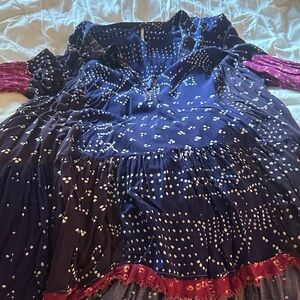 Navy and Pink Boho Dress